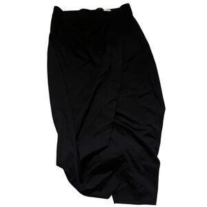 Iris & Ink Asymmetrical Midi Pencil Skirt Viscose Blend Women Black US 6